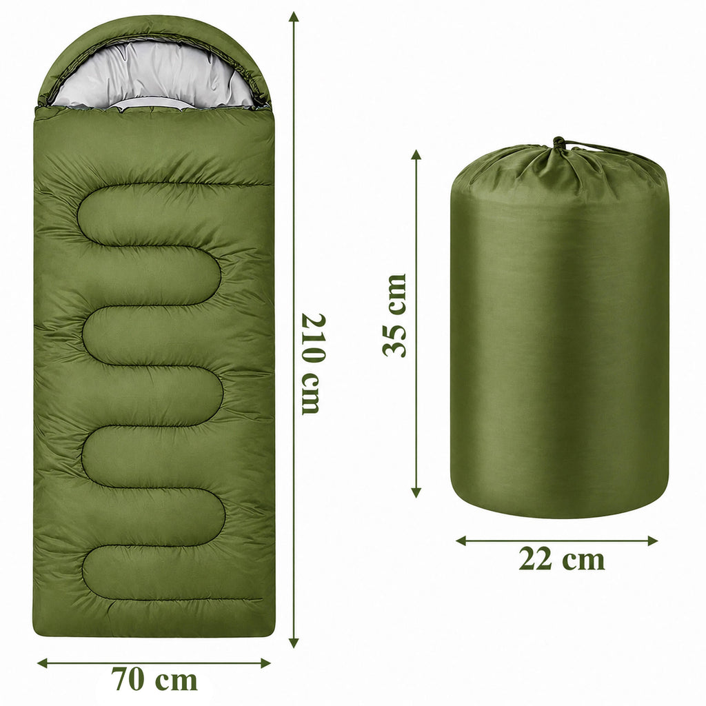 2-ühes soe muumiakujuline magamiskott kapuutsi ja kattega, 210 × 70 cm, roheline RC-K-2631-15505 – pilt 8