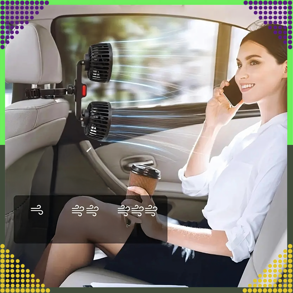 USB-toitega 360° pöörlev kahe ventilaatoripeaga autoventilaator RC-K-1431 – pilt 10