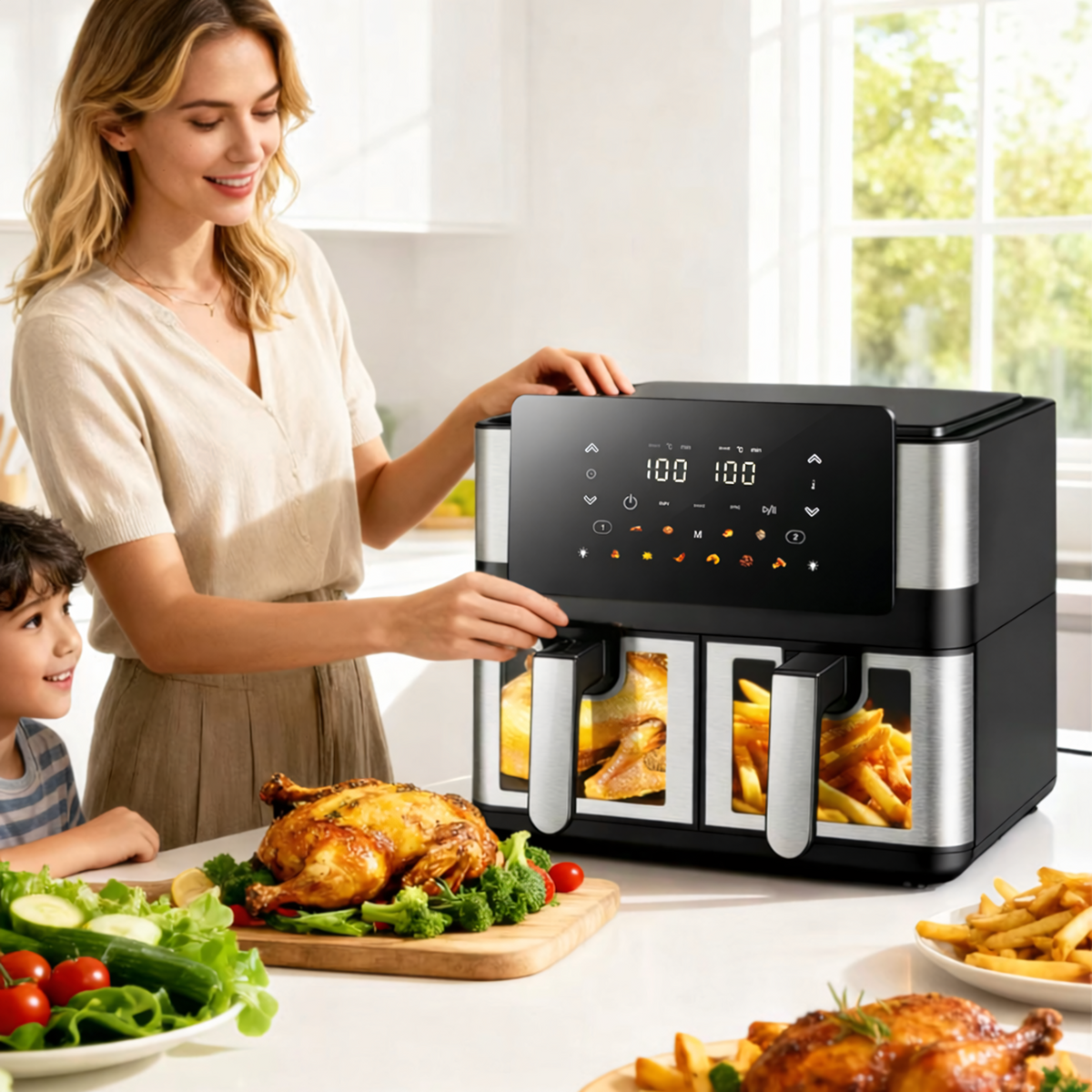 Kuumaõhufritüür 8 l põhikorvi ja 4 l lisakorviga, 2000 W, 12 programmi RC-K-2367-15289 – pilt 7