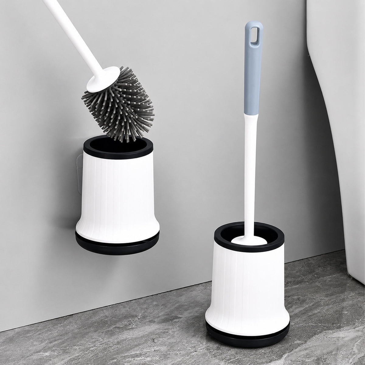 Valge silikoonist WC-hari hoidiku ja seinakinnitusega RC-K-2542 – pilt 2