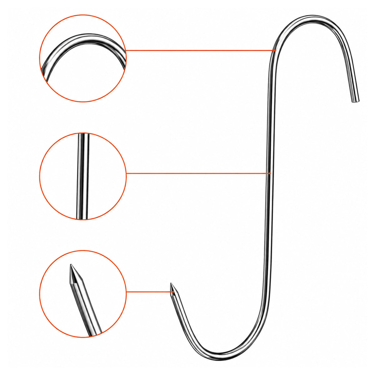 15 tk terasest suitsutuskonksud liha ja vorstide jaoks 15 cm RC-K-2480 – pilt 6