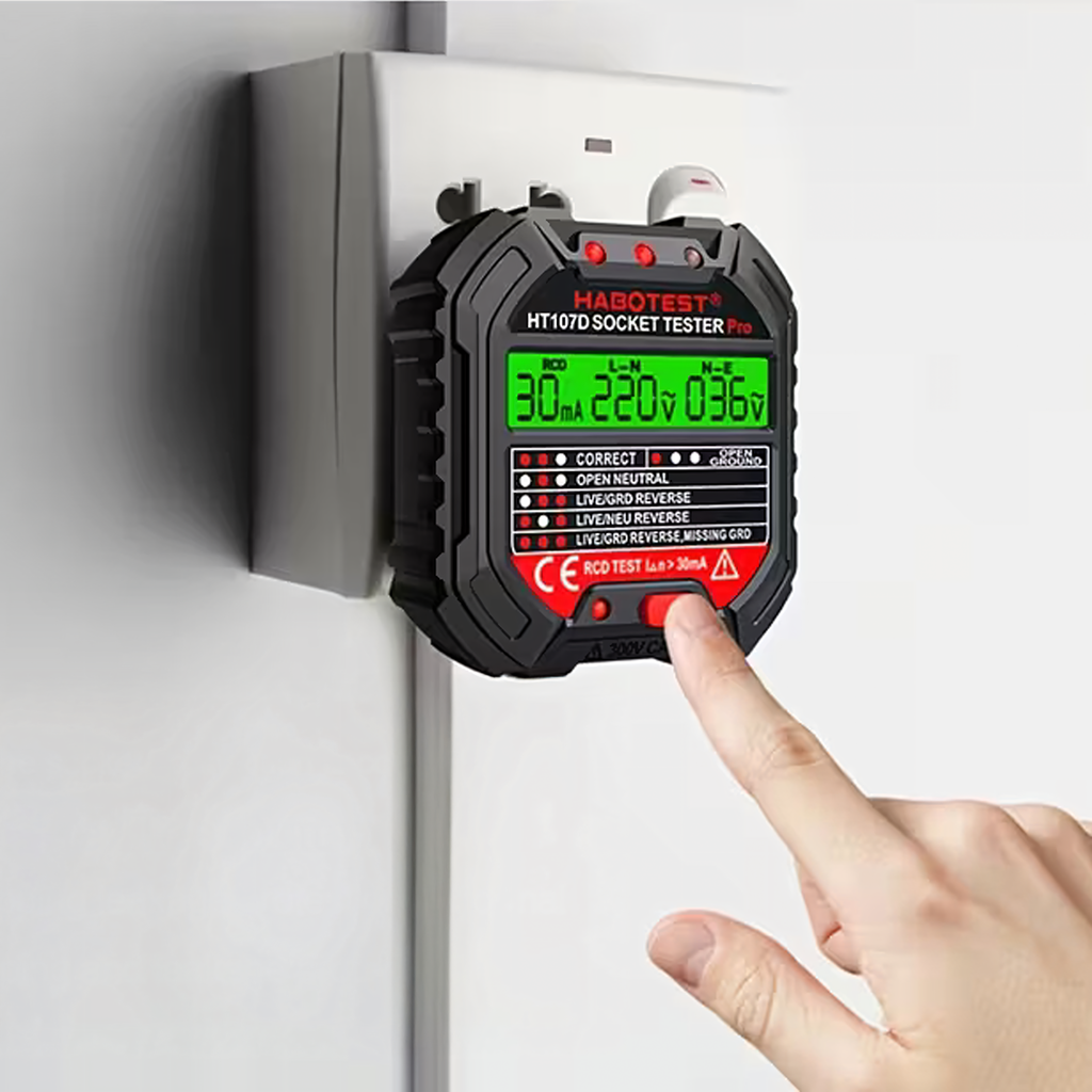 Habotest HT107 D LCD-ekraaniga pistikupesa pingetester RCD-testiga RC-K-1986 – pilt 4
