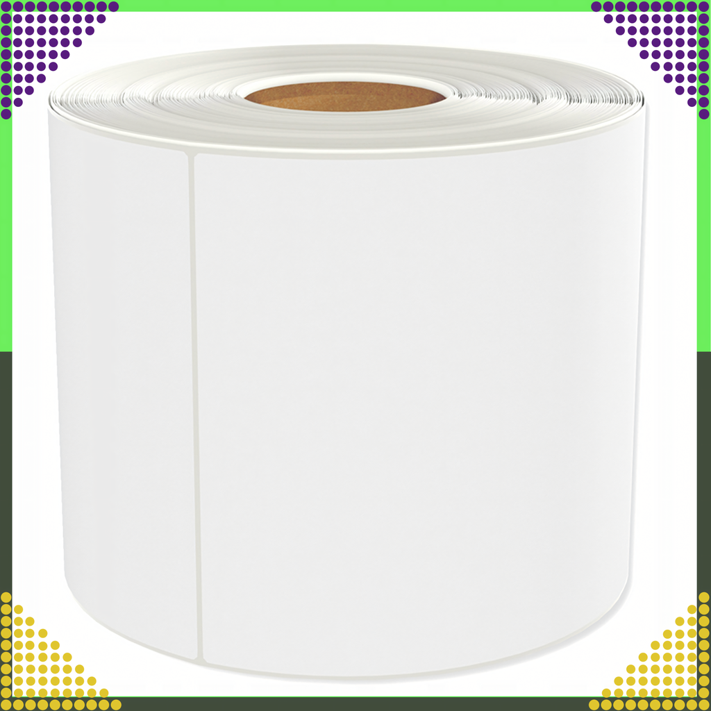 Valged isekleepuvad termoetiketid 100 × 150 mm, 500 tk perforeeritud rullis RC-K-990-12881 – pilt 2