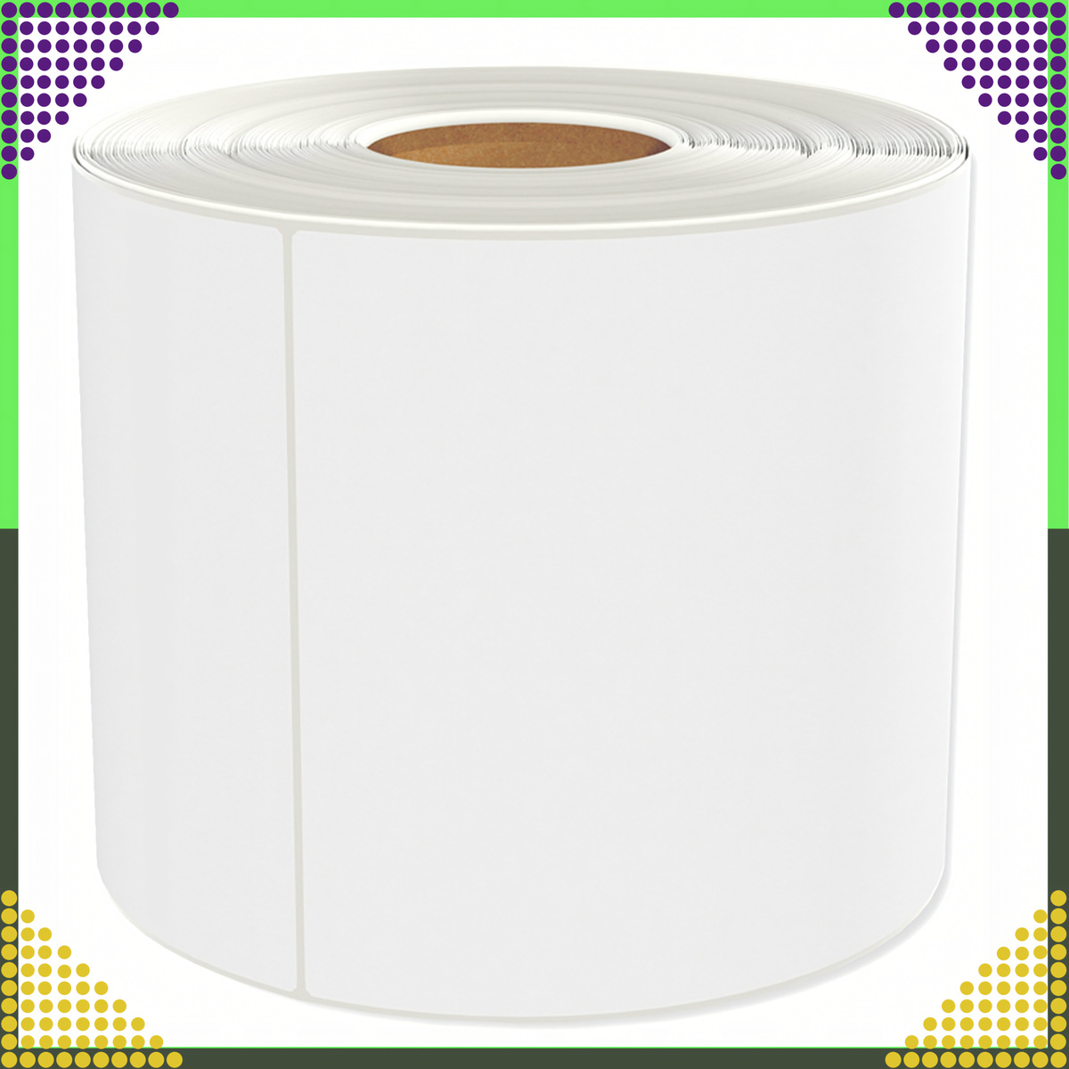 Valged isekleepuvad termoetiketid 100 × 150 mm, 500 tk perforeeritud rullis RC-K-990-12881 – pilt 2