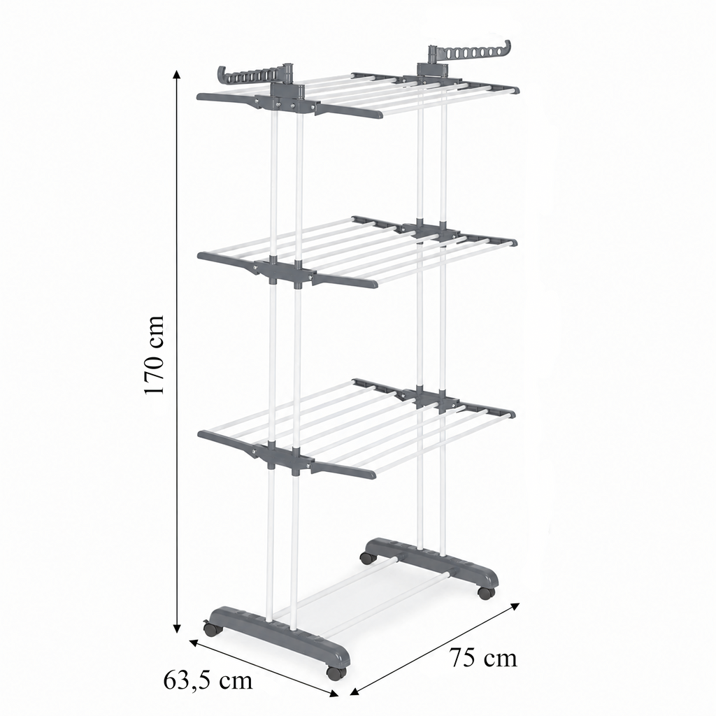 XXL eraldiseisev kokkupandav ratastega pesukuivatusrest, kandevõime kuni 50 kg RC-K-2419-15394 – pilt 6