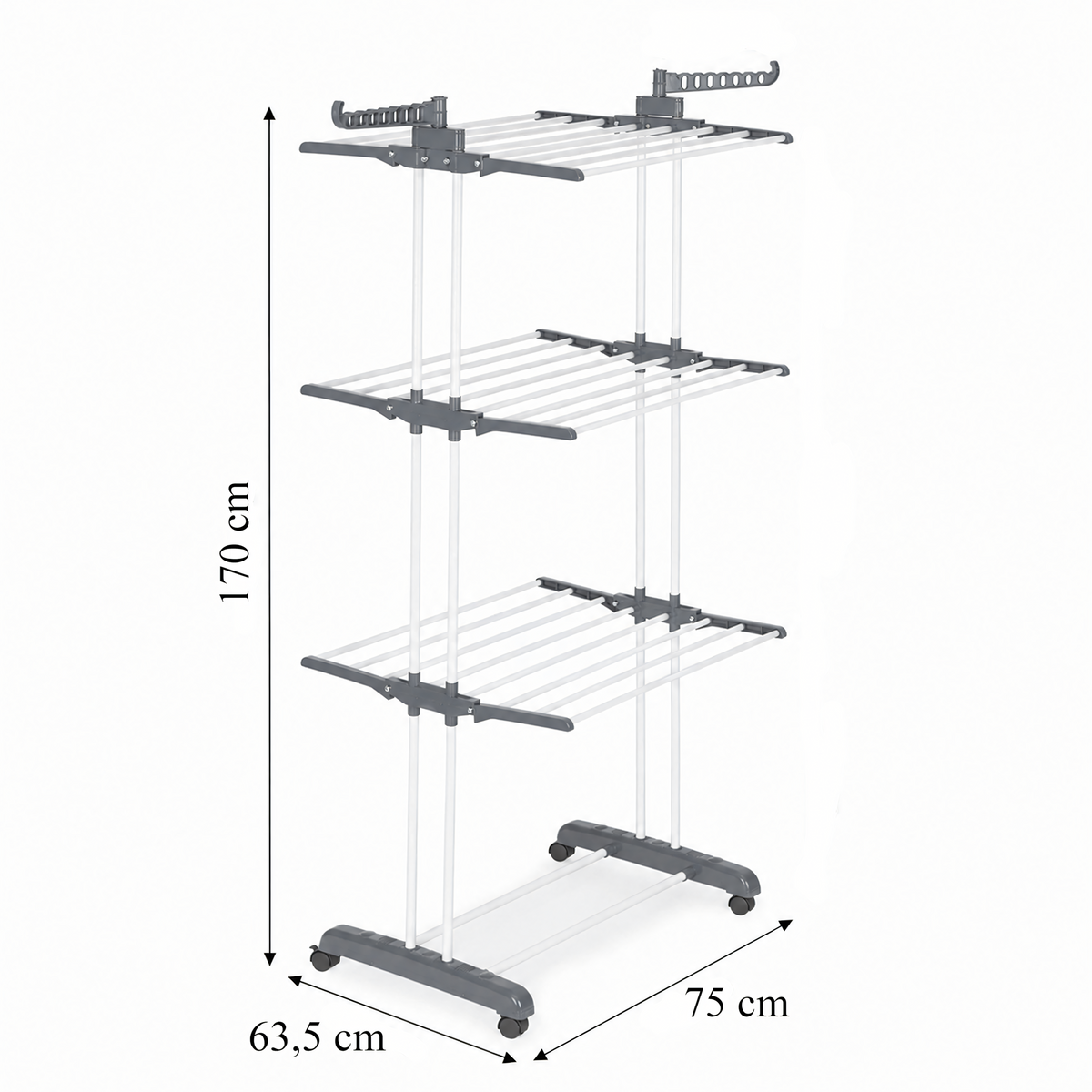 XXL eraldiseisev kokkupandav ratastega pesukuivatusrest, kandevõime kuni 50 kg RC-K-2419-15394 – pilt 6