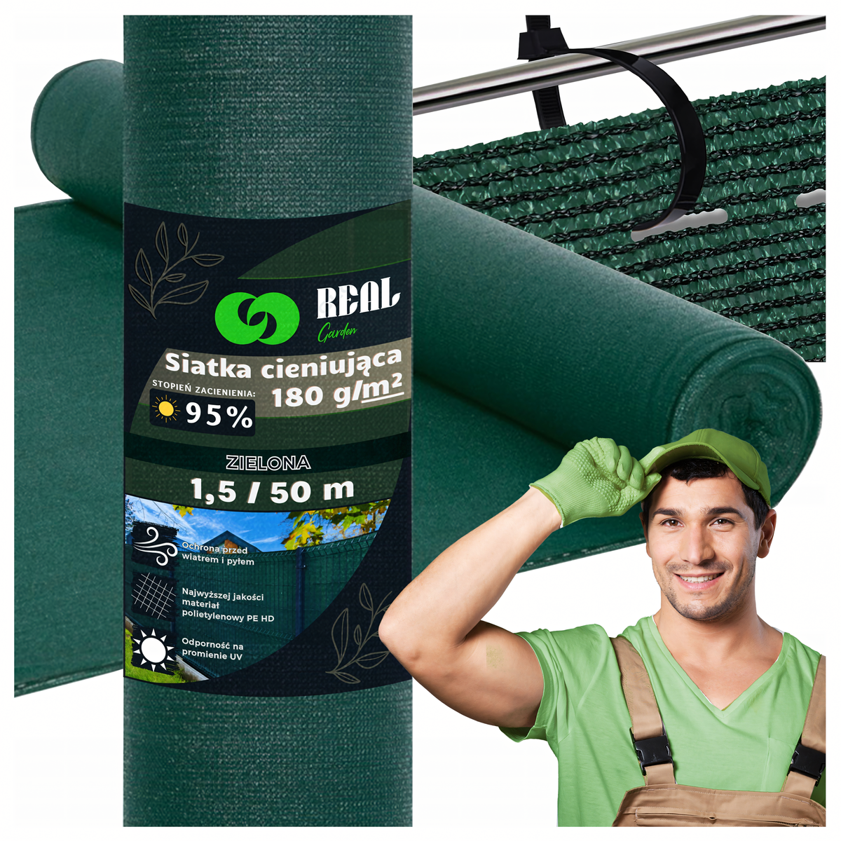 Kamuflaažmustriga varjevõrk aiapiirdele 1,5 × 50 m, 95% katvusega, 180 g RC-K-891 – pilt 1