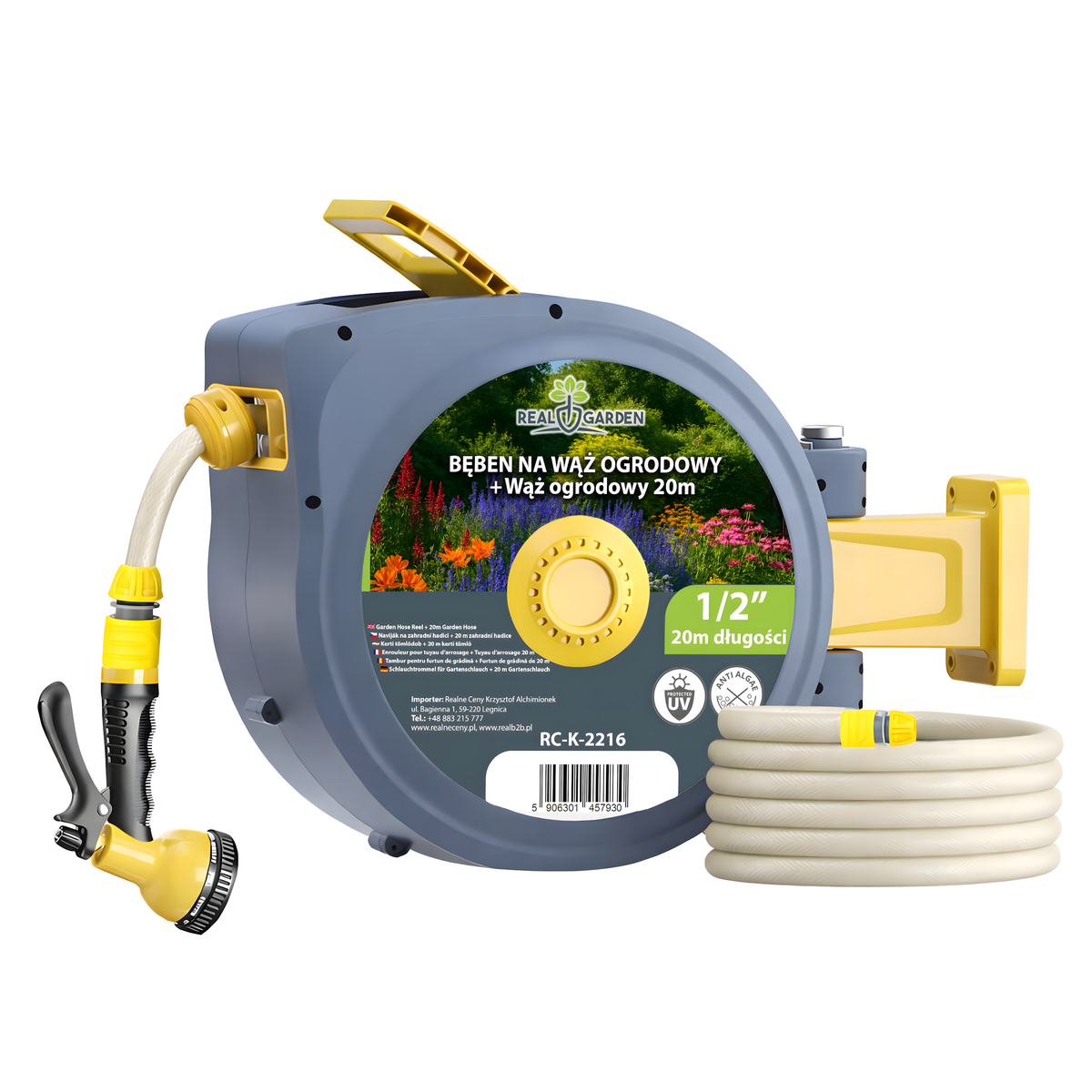 Automaatne seinale paigaldatav aiavoolikurull 1/2", kuni 20 m RC-K-2216-15061 – pilt 1