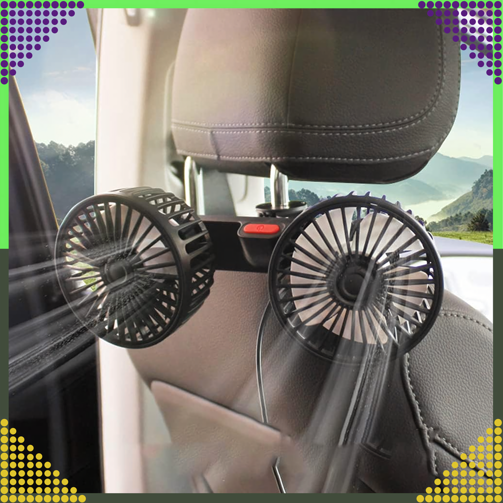 USB-toitega 360° pöörlev kahe ventilaatoripeaga autoventilaator RC-K-1431 – pilt 1