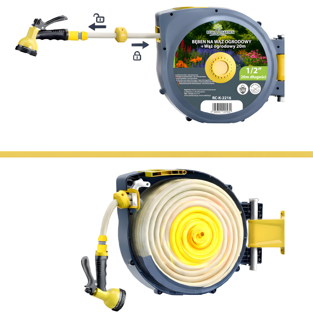 Automaatne seinale paigaldatav aiavoolikurull 1/2", kuni 20 m RC-K-2216-15061 – pilt 4