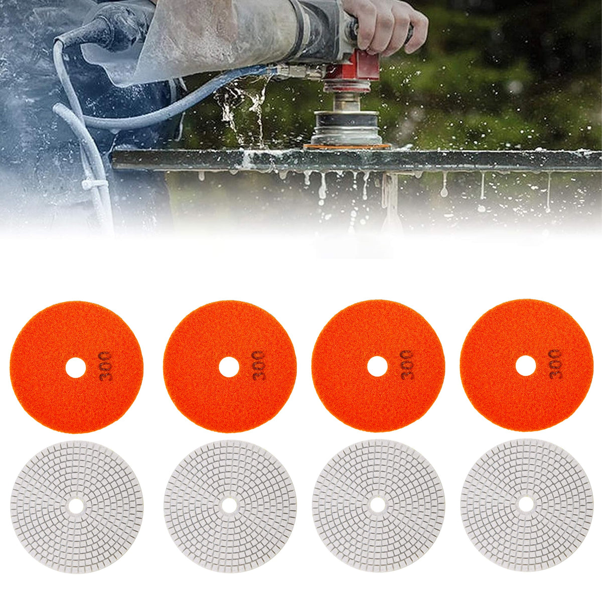 10 tk 80 mm takjakinnitusega teemantpoleerimiskettaid gres- ja keraamiliste plaatide lihvimiseks G300 RC-K-1360 – pilt 6