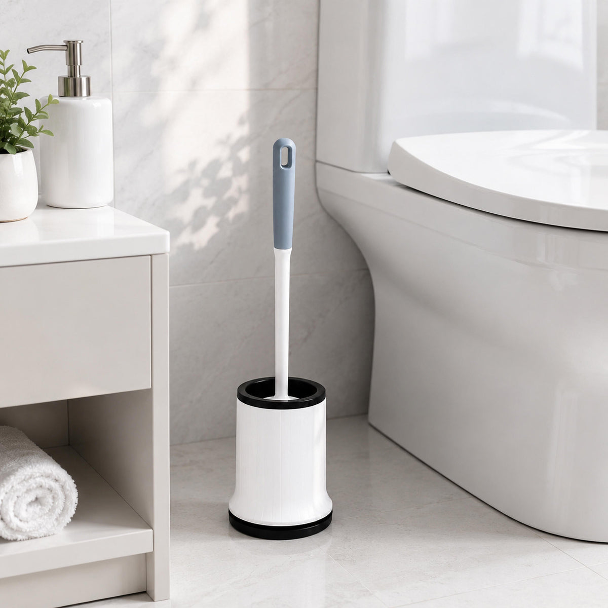 Valge silikoonist WC-hari hoidiku ja seinakinnitusega RC-K-2542 – pilt 6