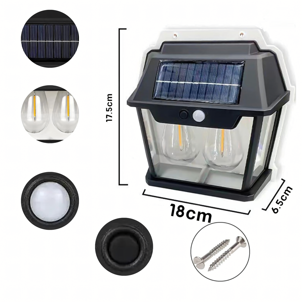 Kahekordne LED-päikeseenergia seinavalgusti liikumisanduriga RC-K-2204 – pilt 6