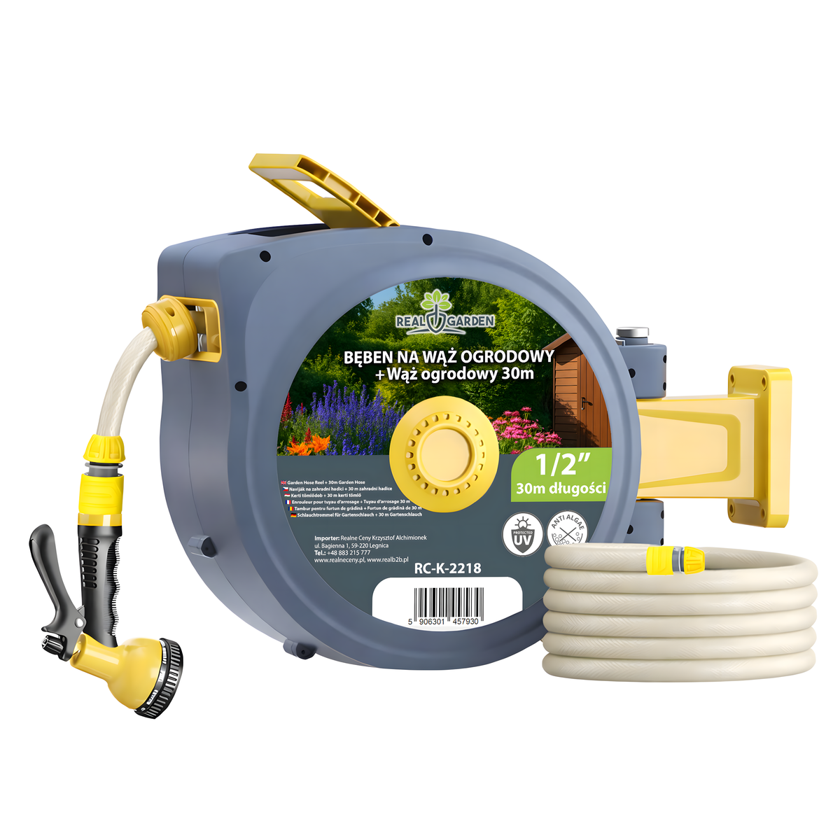 Automaatne seinale paigaldatav aiavoolikurull 1/2″ kuni 30 m RC-K-2218-15060 – pilt 6