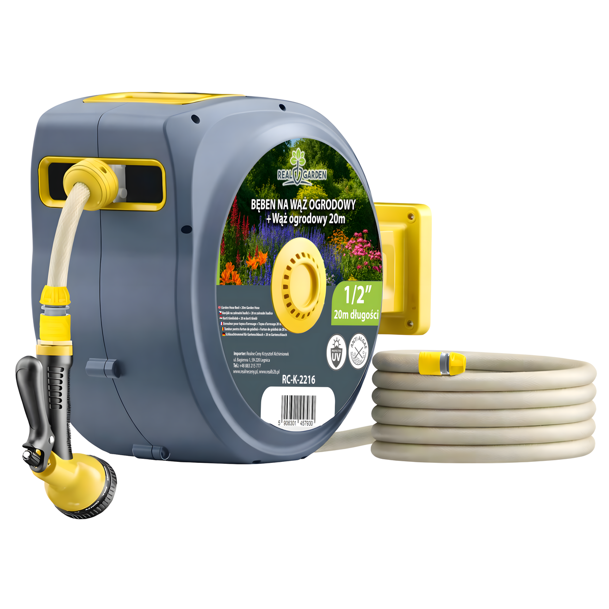 Automaatne seinale paigaldatav aiavoolikurull 1/2", kuni 20 m RC-K-2216-15061 – pilt 2
