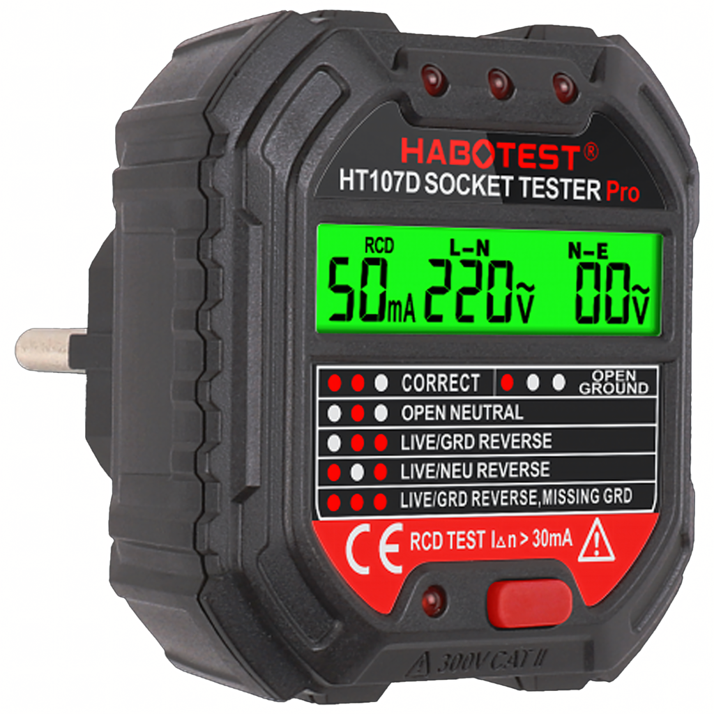 Habotest HT107 D LCD-ekraaniga pistikupesa pingetester RCD-testiga RC-K-1986 – pilt 9