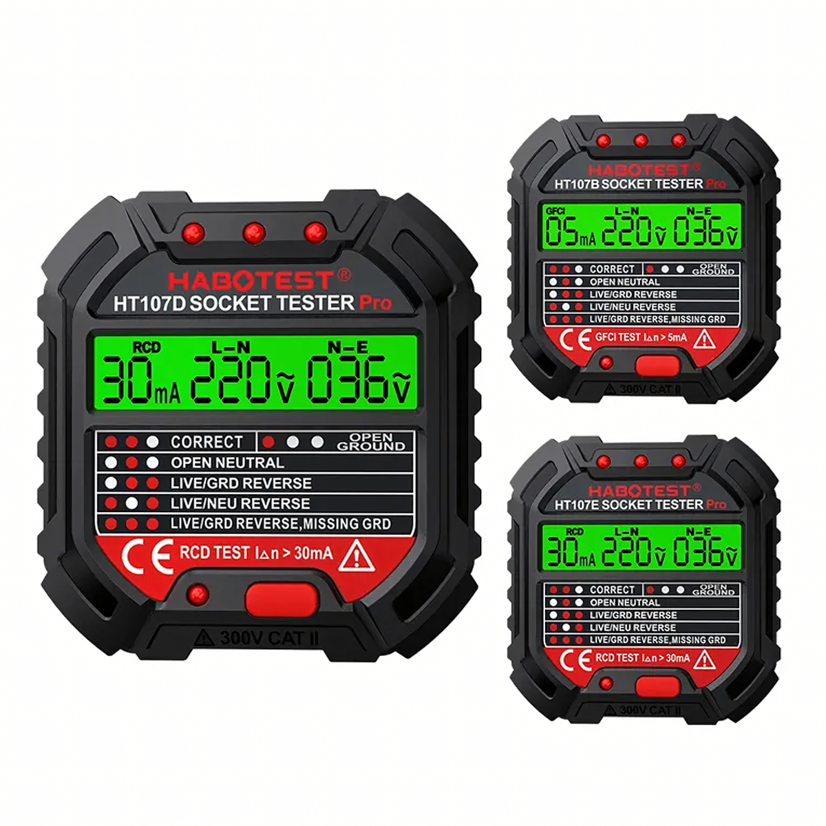 Habotest HT107 D LCD-ekraaniga pistikupesa pingetester RCD-testiga RC-K-1986 – pilt 7