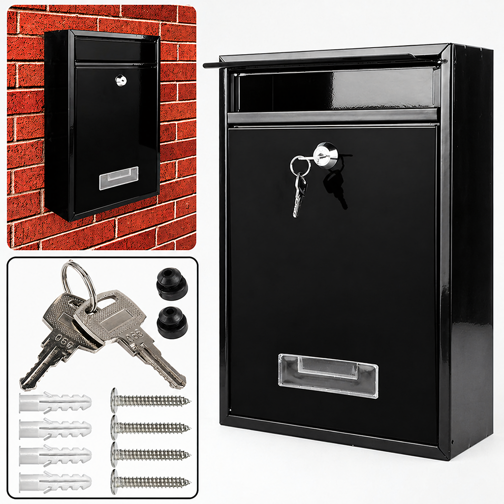 Must terasest postkast võtmeluku ja aknaga RC-K-2321-15339 – pilt 5