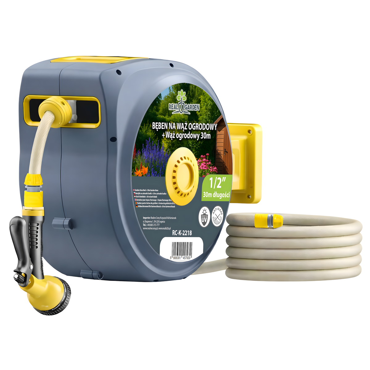 Automaatne seinale paigaldatav aiavoolikurull 1/2″ kuni 30 m RC-K-2218-15060 – pilt 2