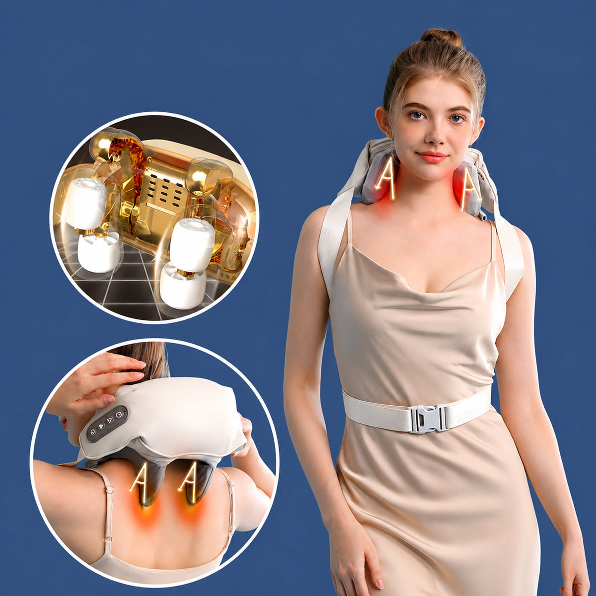 Shiatsu kaela-, turja- ja seljamasseerija soojendava kraega RC-K-1812-14205 – pilt 3