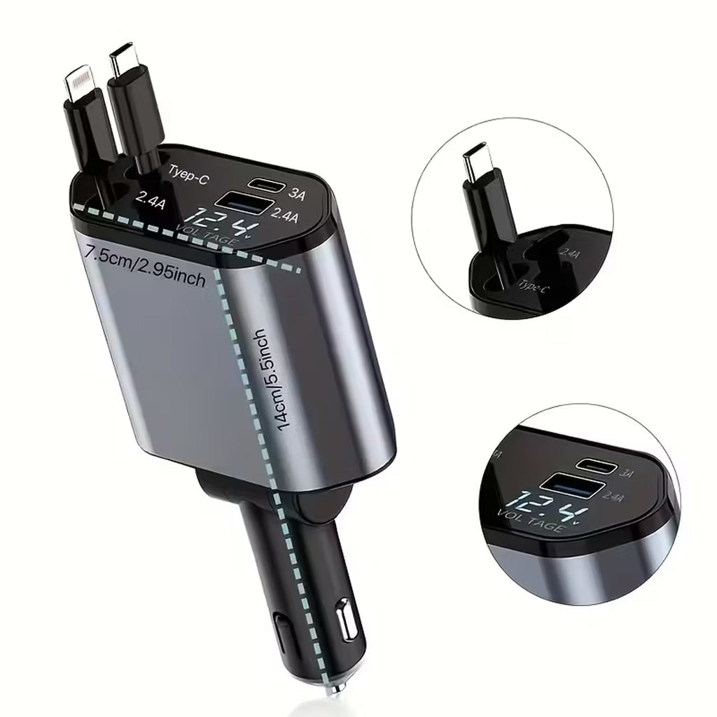 USB-C autolaadija iOS-seadmetele pöördliigendi ja sissetõmmatava kaabliga 100 W 80 cm RC-K-1955 – pilt 9