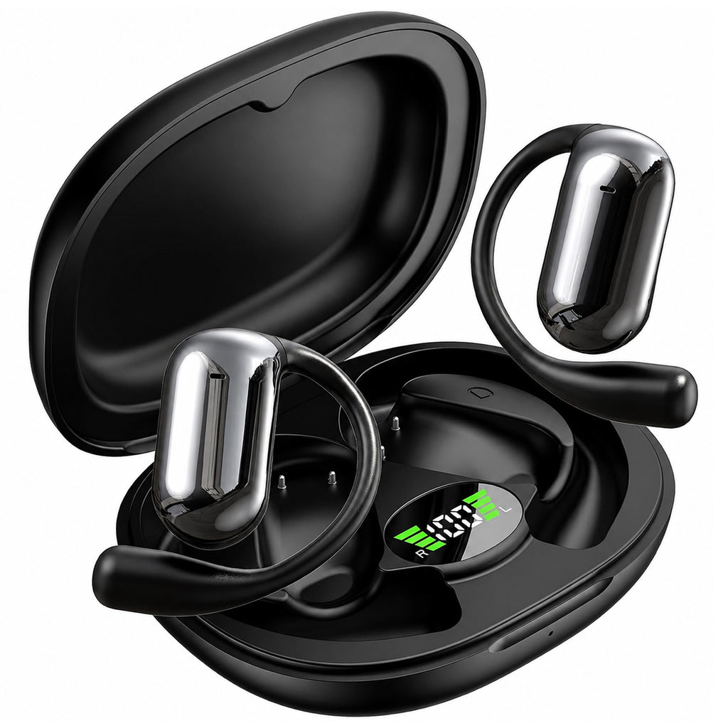 Juhtmevabad kõrvasisesed Bluetooth-kõrvaklapid akupangafunktsiooniga karbi ja AI-tõlkefunktsiooniga, mustad RC-K-2614 – pilt 1