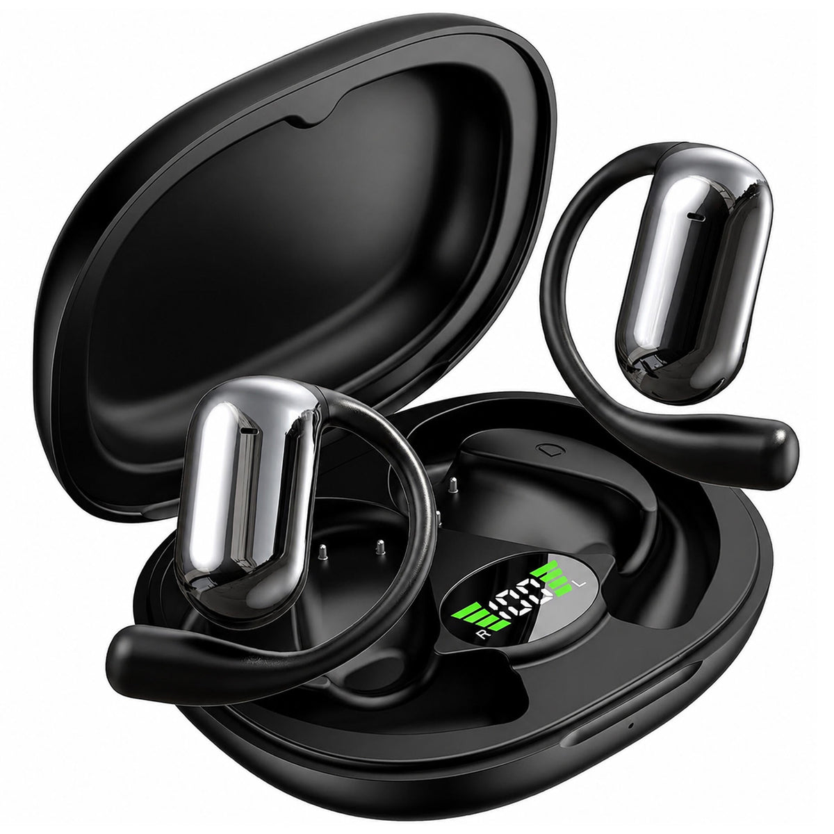 Juhtmevabad kõrvasisesed Bluetooth-kõrvaklapid akupangafunktsiooniga karbi ja AI-tõlkefunktsiooniga, mustad RC-K-2614 – pilt 1