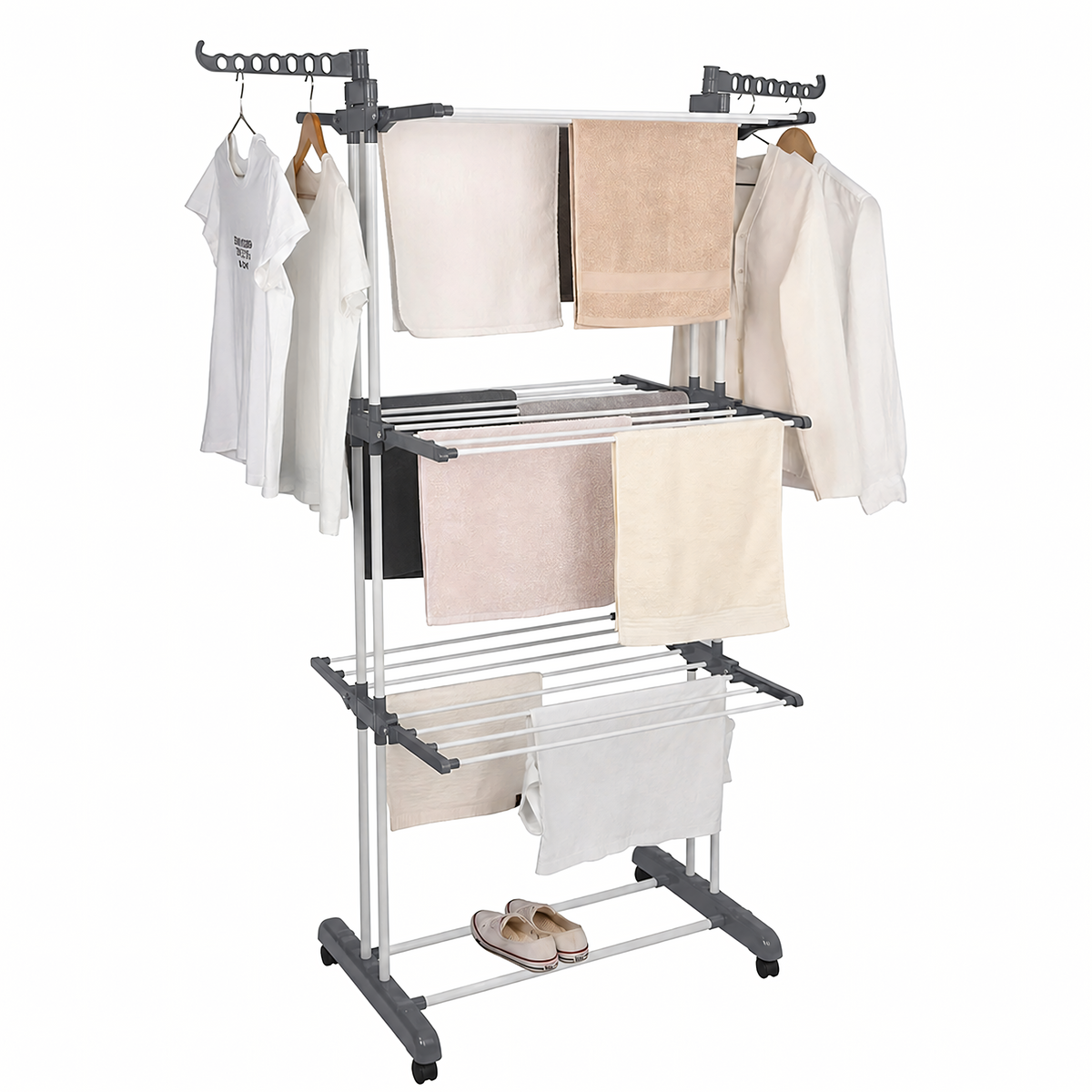 XXL eraldiseisev kokkupandav ratastega pesukuivatusrest, kandevõime kuni 50 kg RC-K-2419-15394 – pilt 2
