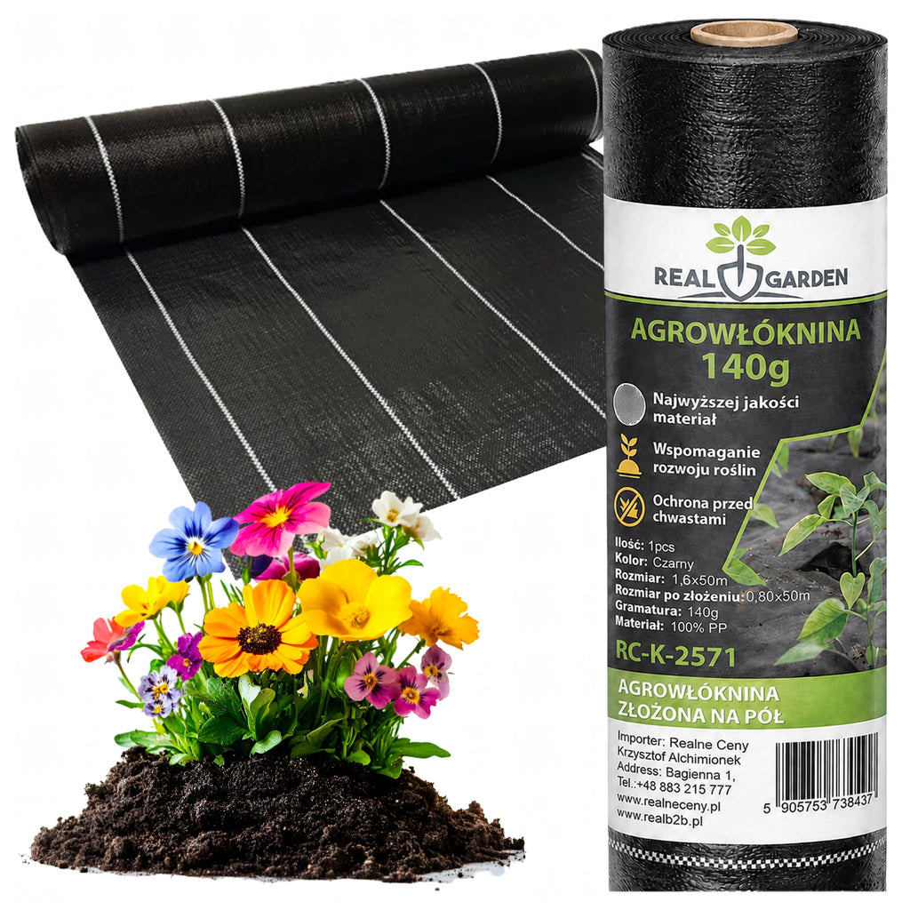 Must UV-kindel umbrohutõrjekangas 140 g, 1,6 × 50 m RC-K-2571-ZŁOŻONANAPÓŁ-15615 – pilt 1