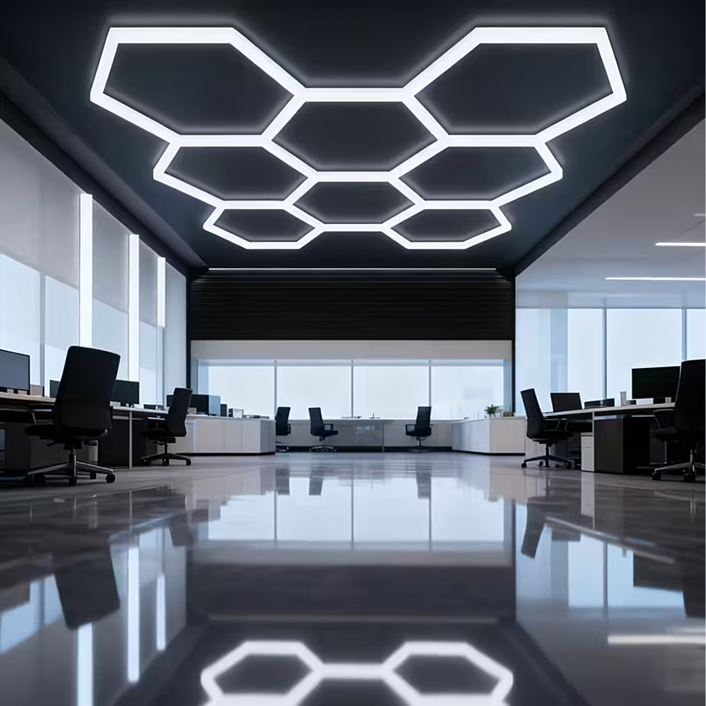Kuusnurkne modulaarne LED-paneelvalgusti 257 × 244 cm 280 W 6500 K RC-K-2077 – pilt 2