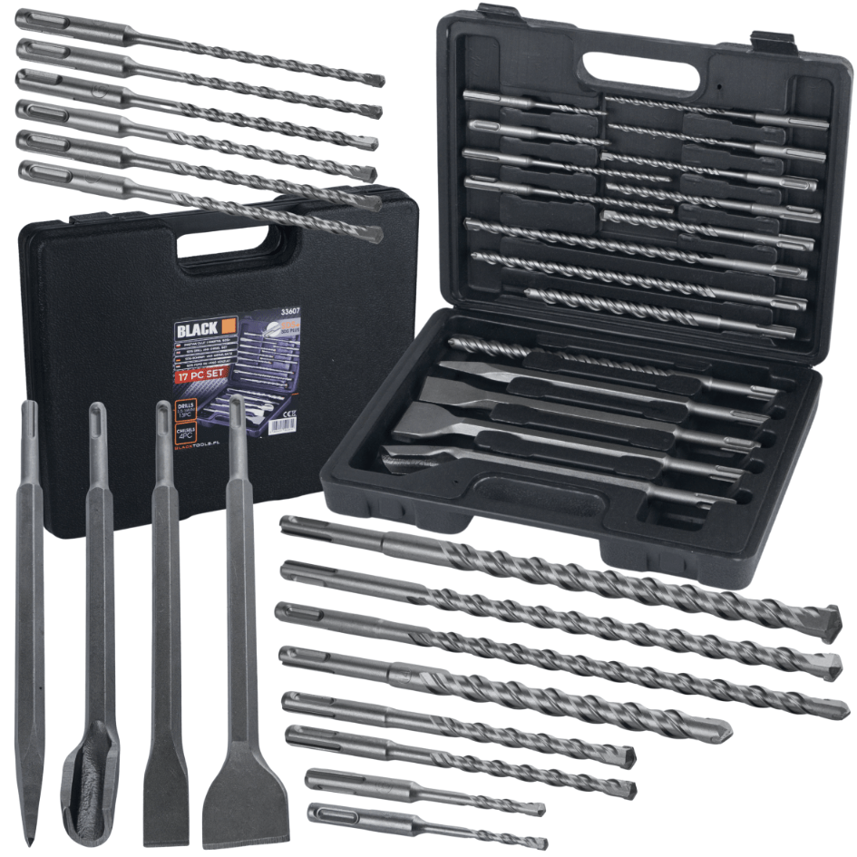 Black SDS Plus puuride ja meislite komplekt, 17 tk 33607 – pilt 1