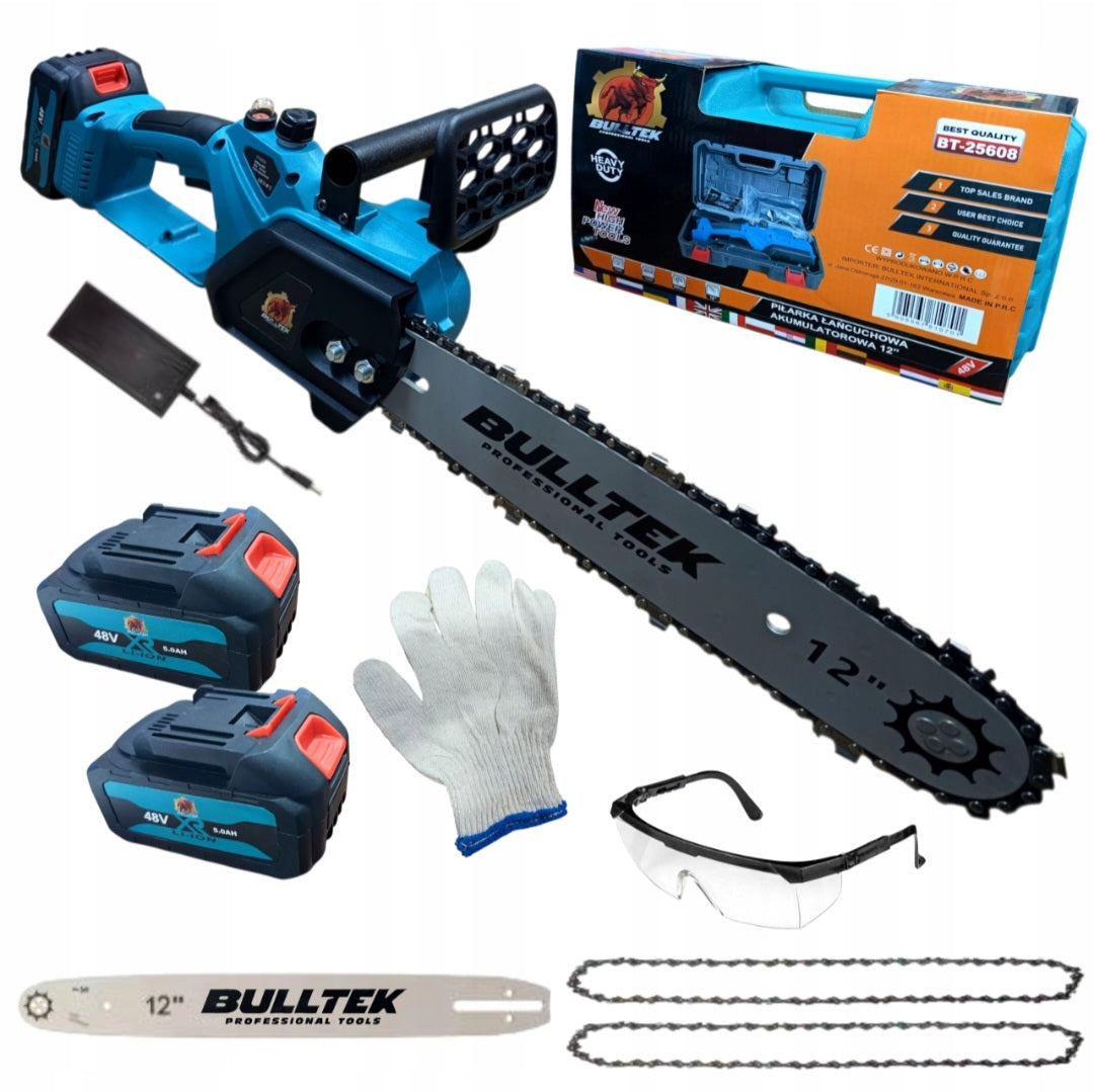 Bull-Tech harjadeta akukettsaag 12″ (30 cm), 2 × 48 V 5 Ah akut ja kohver BT-25608 – pilt 1
