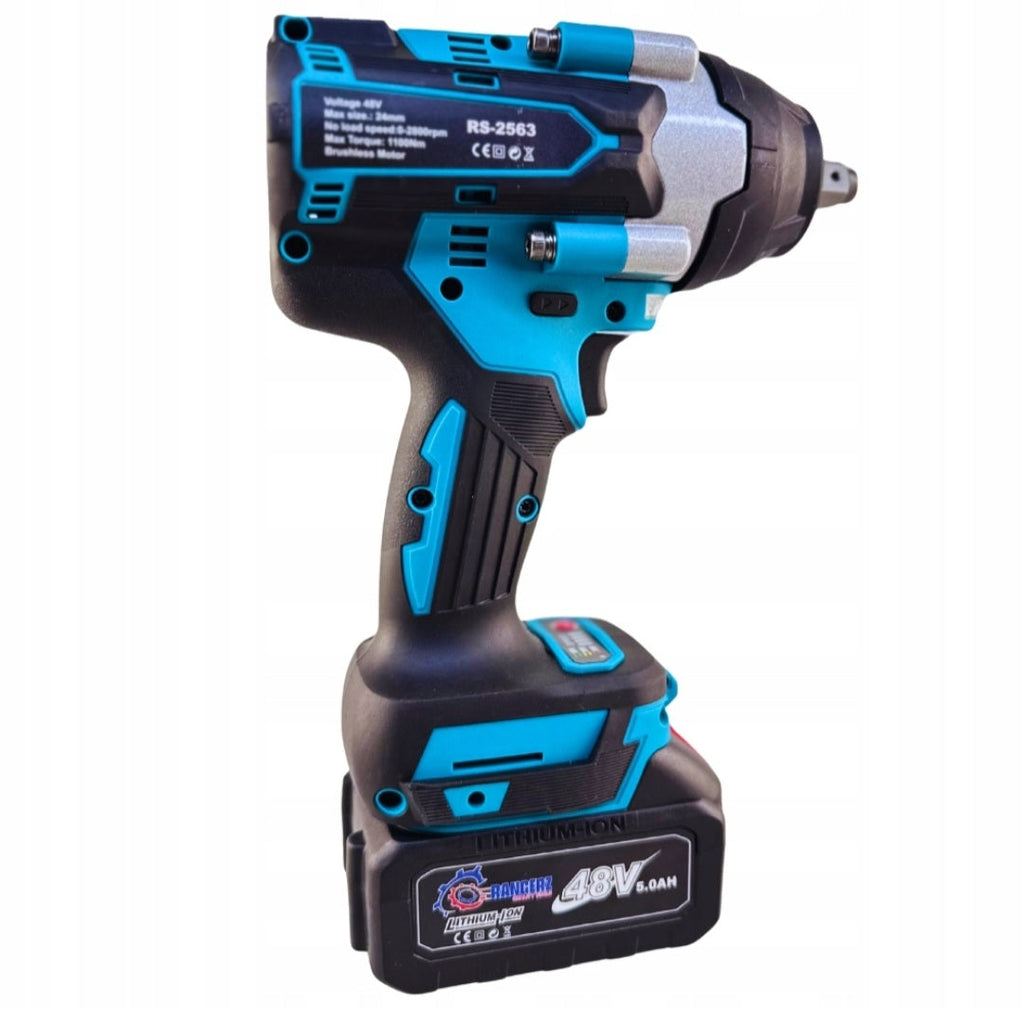 Rangers Cordless Impact Wrench 1100Nm – 2× 48V 6.0Ah Batteries, 1/2" Drive, Charger + XXL (VD8) Kit – pilt 3