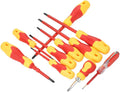 10-osaline 1000 V isoleeritud kruvikeerajate komplekt magnetiliste rist- ja lapikotsikutega YT065 – pilt 1